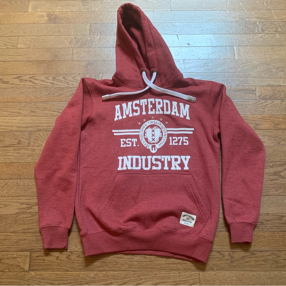 ⭐️SOLD⭐️Women's Dutch Denim Amsterdam Industry Hoodie | Small | Cranberry - Picture 7 of 9